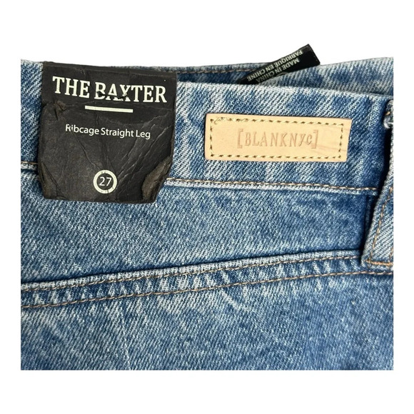 NWT Blank NYC Baxter Super High Waist Ripped Raw Hem Straight Leg Jeans Sz: 27 - Picture 4 of 9